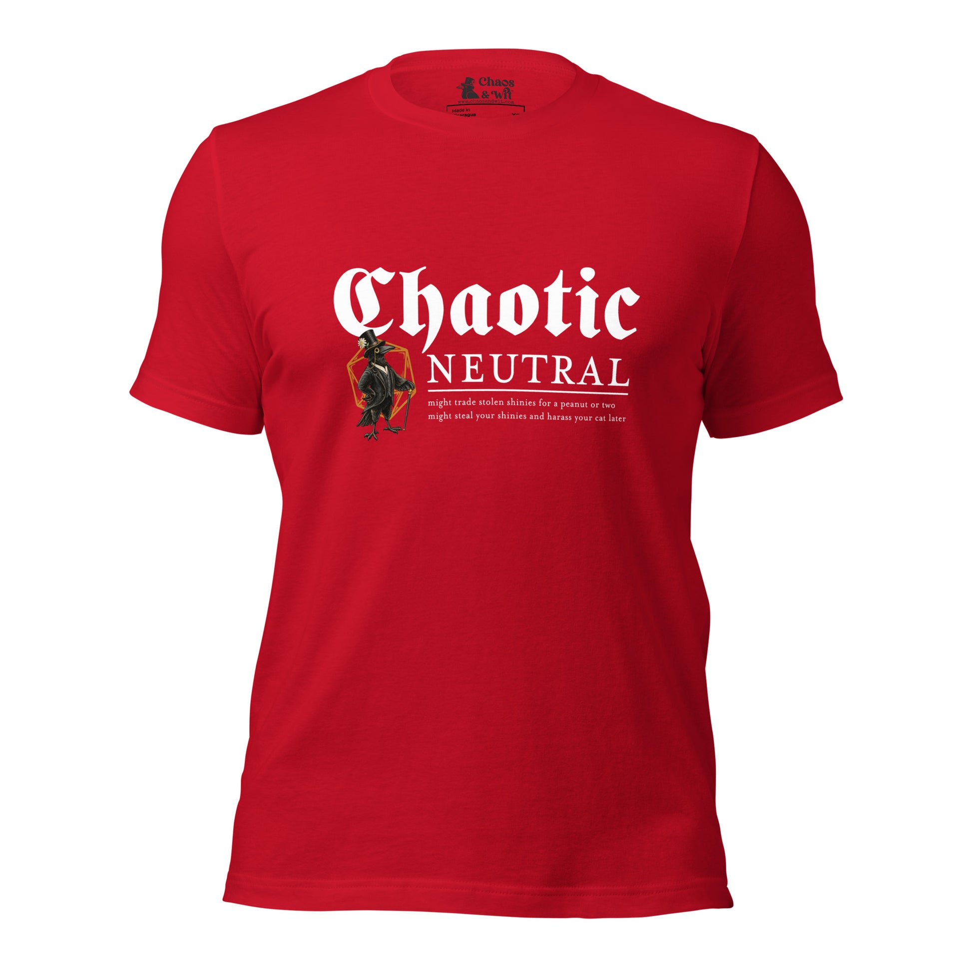 Chaotic Neutral Crow Tee | Funny DnD Shirt | Gothic Unisex T - Shirt | Chaos & Wit - T - SHIRT - Chaos & Wit