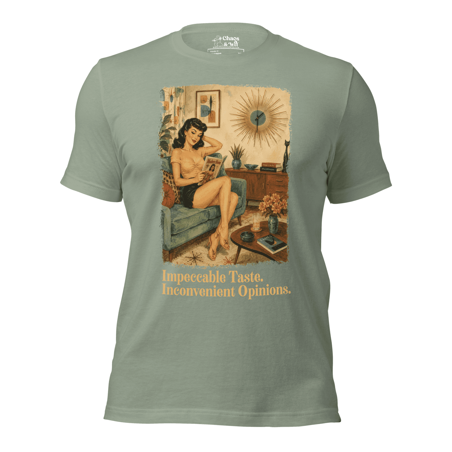 Impeccable Taste Inconvenient Opinions Tee | Funny Mid Century Modern Shirt | Retro Unisex T - Shirt | Chaos & Wit - T - SHIRT - Chaos & Wit