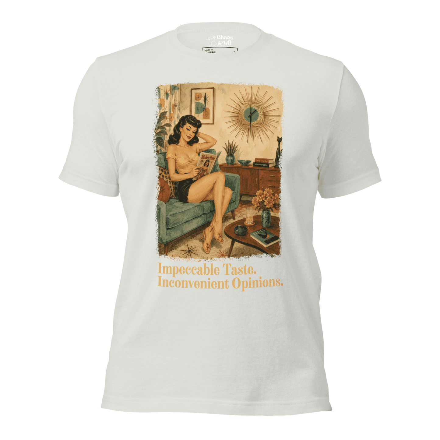 Impeccable Taste Inconvenient Opinions Tee | Funny Mid Century Modern Shirt | Retro Unisex T - Shirt | Chaos & Wit - T - SHIRT - Chaos & Wit