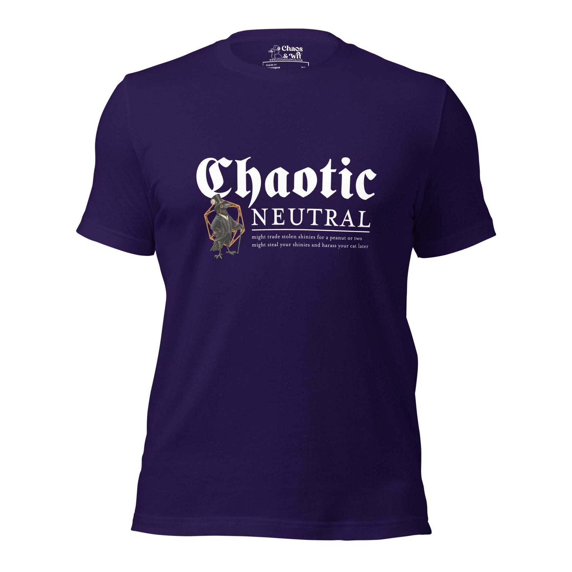Chaotic Neutral Crow Tee | Funny DnD Shirt | Gothic Unisex T - Shirt | Chaos & Wit - T - SHIRT - Chaos & Wit
