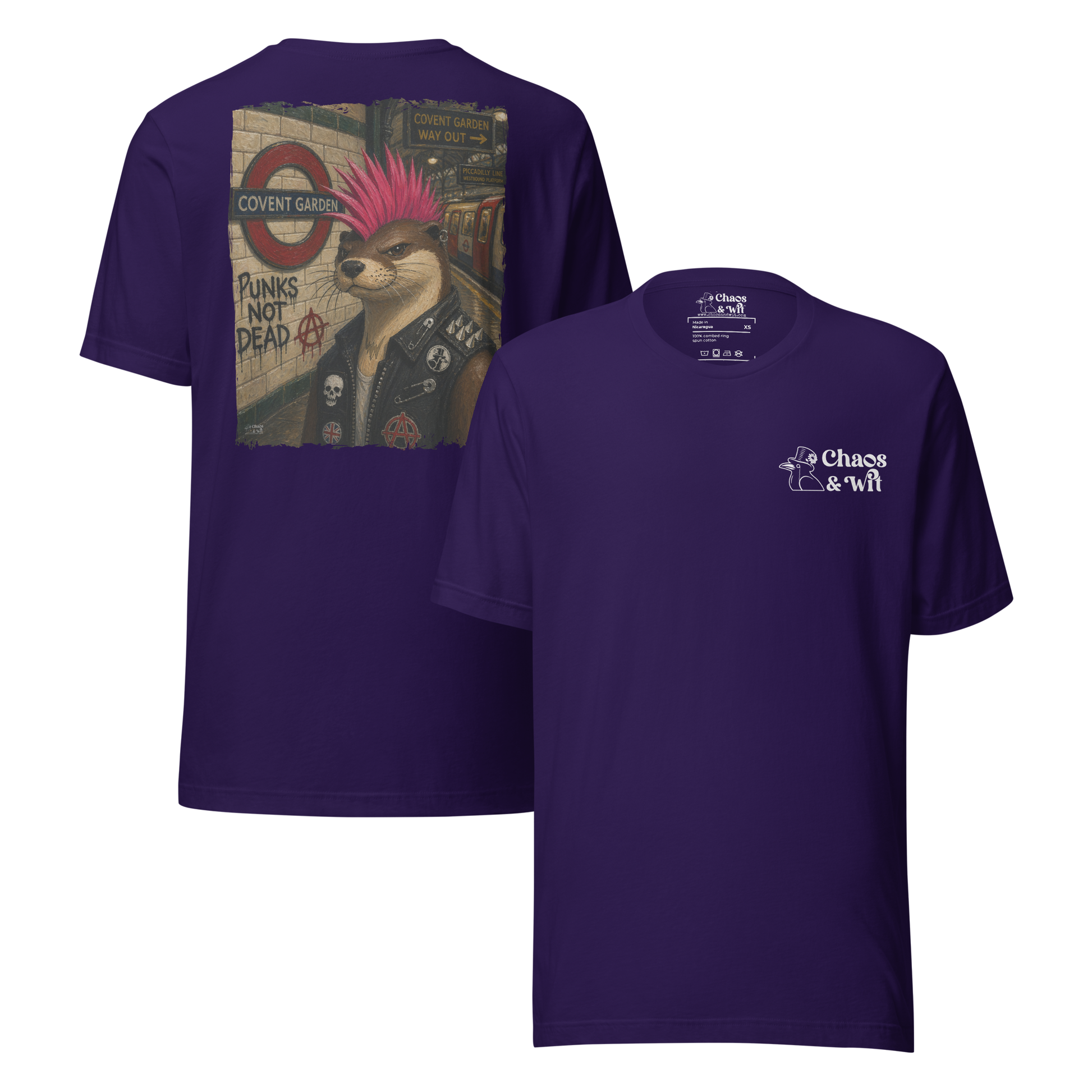 Chaos & Wit Sid the Otter Tee | Covent Garden Back Print | Logo Front - T - SHIRT - Chaos & Wit