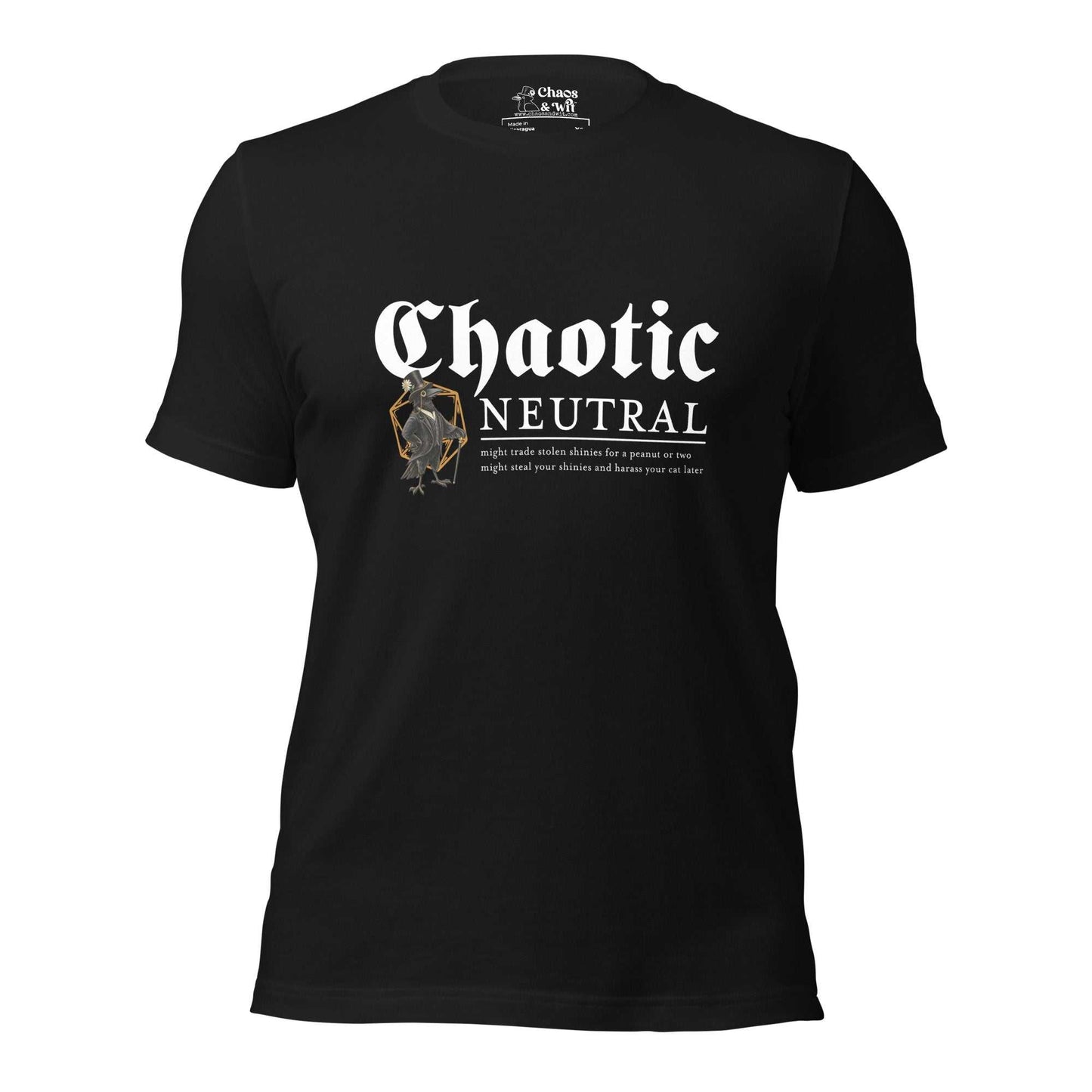 Chaotic Neutral Crow Tee | Funny DnD Shirt | Gothic Unisex T - Shirt | Chaos & Wit - T - SHIRT - Chaos & Wit - Vintage Black - XS - 4519500_21593