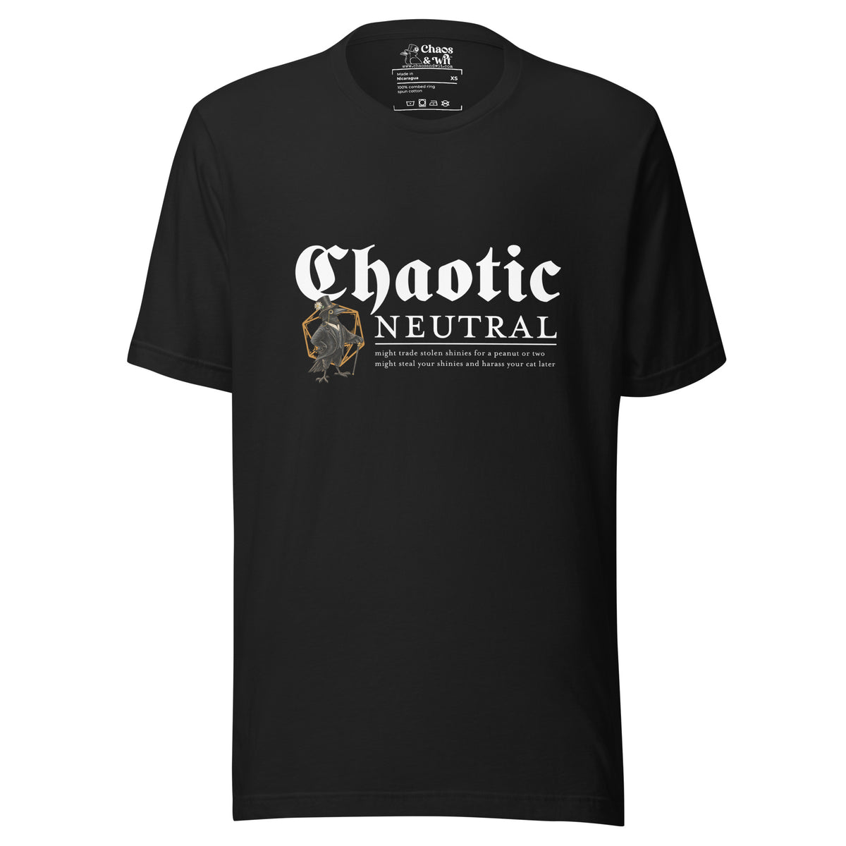 Chaotic Neutral Tee - T - SHIRT - Chaos & Wit - Vintage Black - XS - 4519500_21593