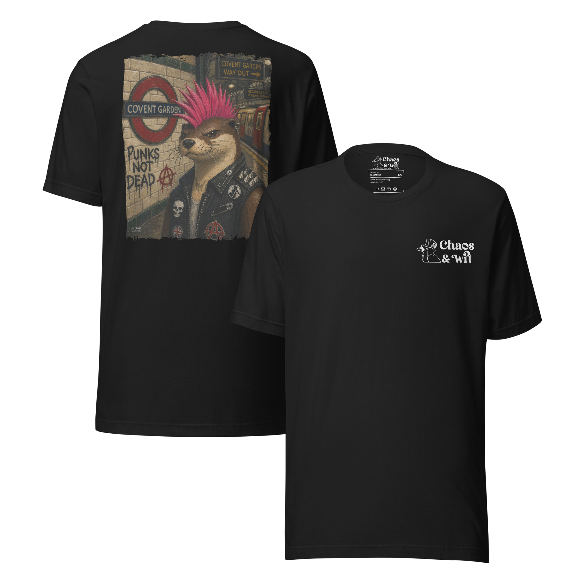 Chaos & Wit Sid the Otter Tee | Covent Garden Back Print | Logo Front - T - SHIRT - Chaos & Wit