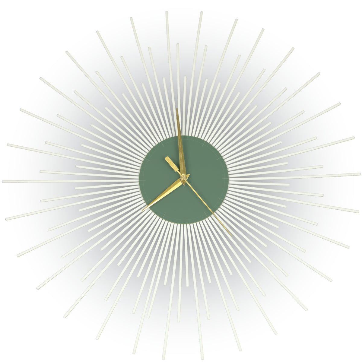 White Starburst Wall Clock | Mid Century Modern | Atomic Sunburst | Eames Era Art - Clock - Chaos & Wit - Olive Matte
